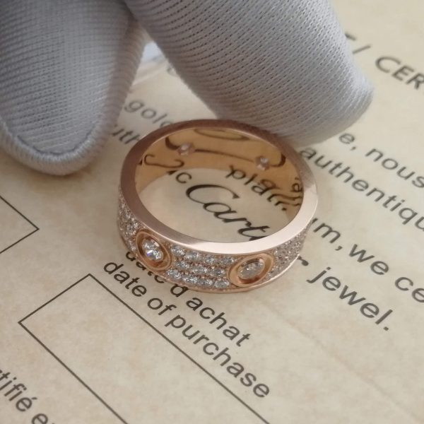 Replica Cartier Love Ring Paved Rose Gold